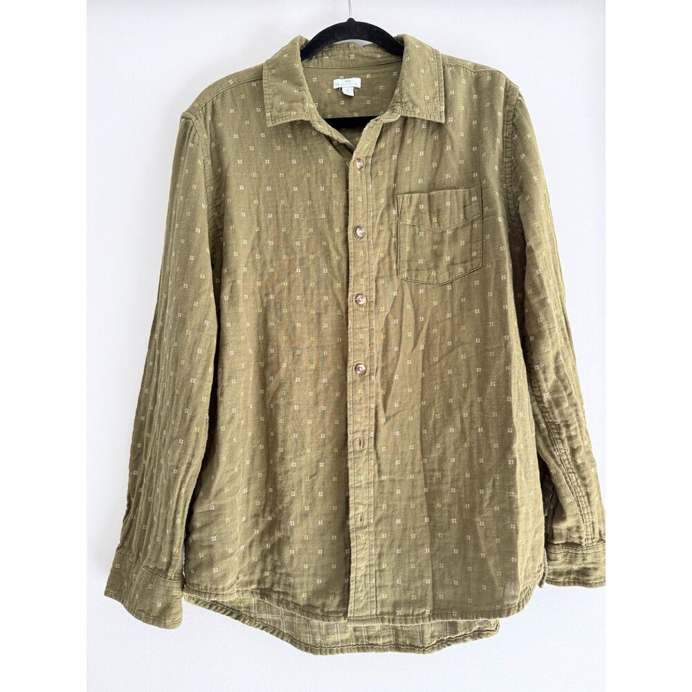 DIP Organic Cotton Button Down Shirt Olive Green Boho